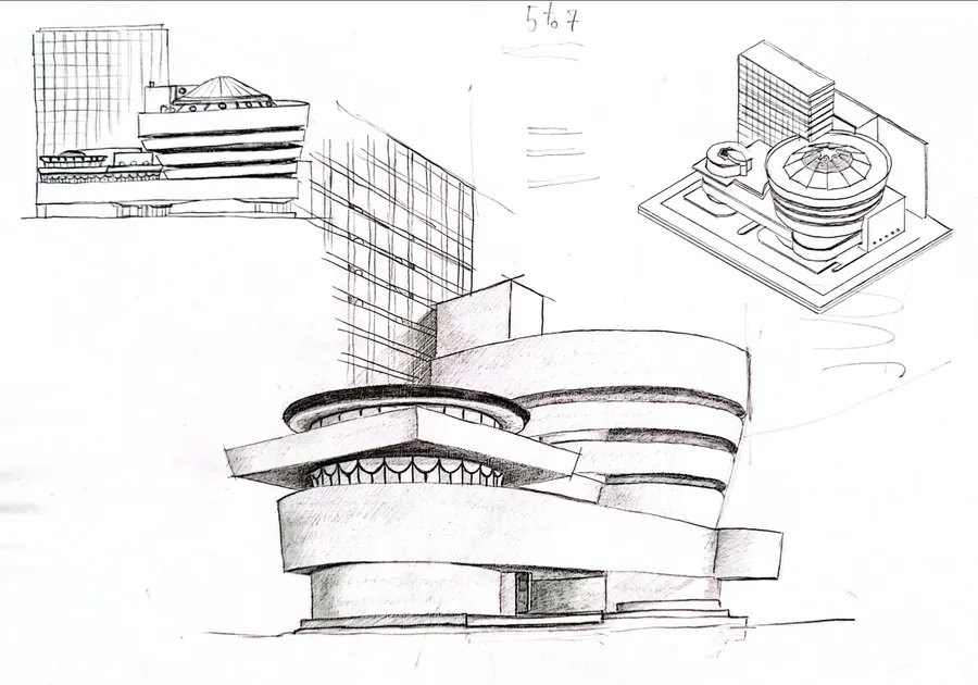 Muzeul Guggenheim — Perspectivă și axonometrie